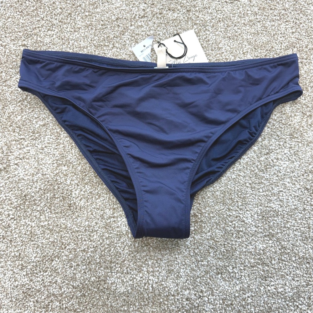 Mei Lange New York Navy Blue Bikini Bottoms NEW Womens Large Swim Swimwear Solid